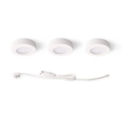 Promo 🎉 Unbranded 3-Light Plug-In LED White Puck Light Kit 🔥 -Cheap Cabinet Lights Store white puck lights 22333nkit wh 64 1000