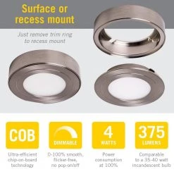 Brand new 🤩 Armacost Lighting PureVue Dimmable Soft-Bright White (3000K) LED White Satin Puck Light 🔥 -Cheap Cabinet Lights Store white satin armacost lighting puck lights 233412 4f 1000