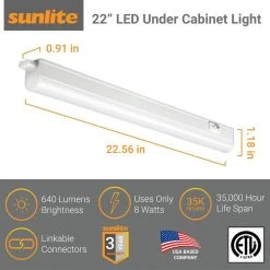 Discount 😉 Sunlite Plug In 22 in. LED White Linkable 640 Lumen White Kitchen Bathroom Office Under Cabinet Light, 4000K Cool White 🧨 -Cheap Cabinet Lights Store white sunlite under cabinet lights hd03103 1 44 1000