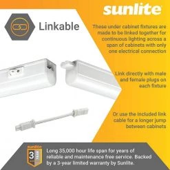 Discount 😉 Sunlite Plug In 22 in. LED White Linkable 640 Lumen White Kitchen Bathroom Office Under Cabinet Light, 4000K Cool White 🧨 -Cheap Cabinet Lights Store white sunlite under cabinet lights hd03103 1 fa 1000