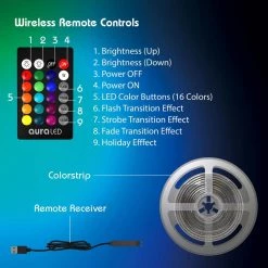 Coupon 👍 Tzumi Aura 12 ft. LED Color Strip Light with Remote and Pre-Programmed Holiday Modes 👏 -Cheap Cabinet Lights Store white tzumi led strip lights 8288hd c3 1000