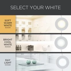 Discount ⭐ ULTRA PROGRADE ProLink Plug-in LED Under Cabinet Puck Lights (5-Pack) 🛒 -Cheap Cabinet Lights Store white ultra prograde puck lights 55215 t1 4f 1000