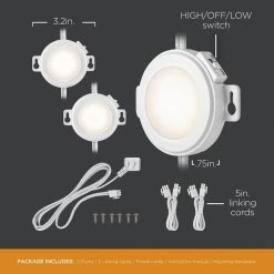 Discount 🔔 ULTRA PROGRADE EZ Link Linkable Plug-in LED White Puck Light with High/Low Switch (3-Pack) 🛒 -Cheap Cabinet Lights Store white ultra prograde puck lights 65009 t1 1f 1000